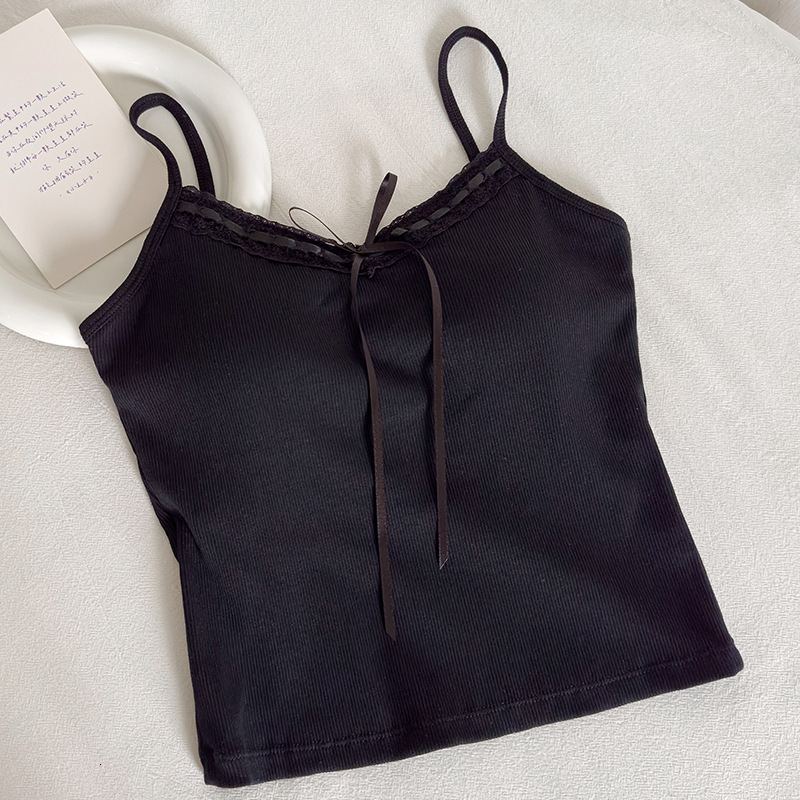 2025 New Designer Pure Desire Lace Beautiful Back Women's Tank Top Summer With Chest Cushion, Fixed Cup Spicy Girl's Inner And Outer Wear Ta