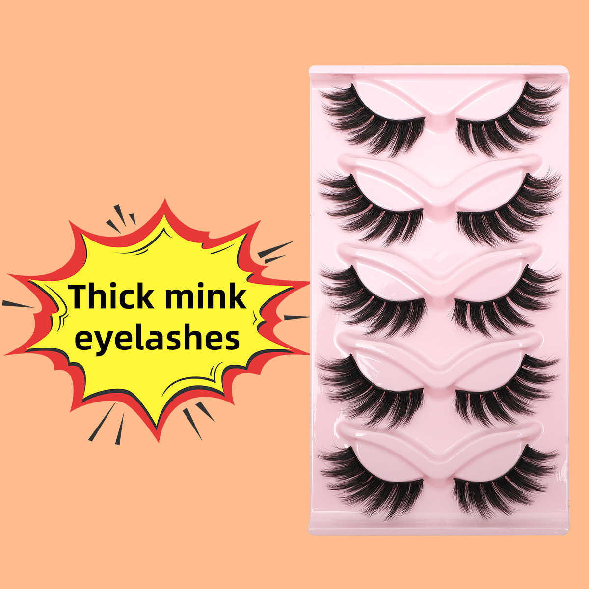 Five pairs of thick demon fake eyelashes cosplay Barbie manga one-piece cotton thread stem can be segmented for heavy makeup W250324