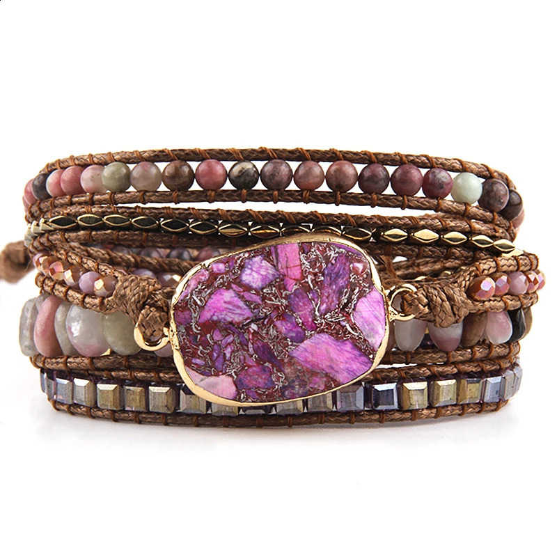 RH Fashion Bohemian Jewelry Natural Stones Charm 5 Strands Mix Handmade Wrap Bracelets Festival Gift 250318