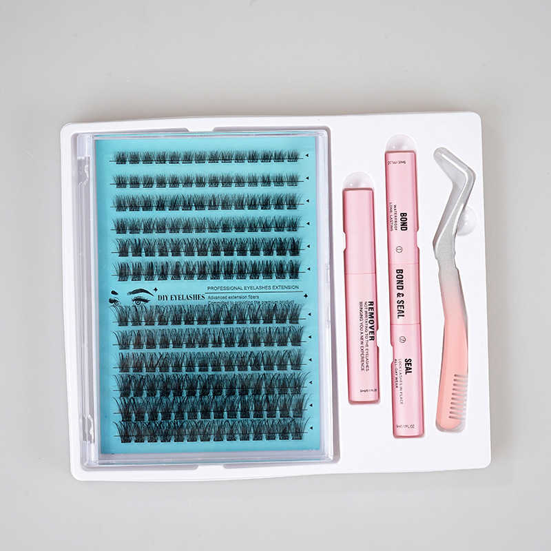 Hot fake eyelashes black stem curly thick slender three-dimensional segmented single cluster exaggerated eyelashes W250324