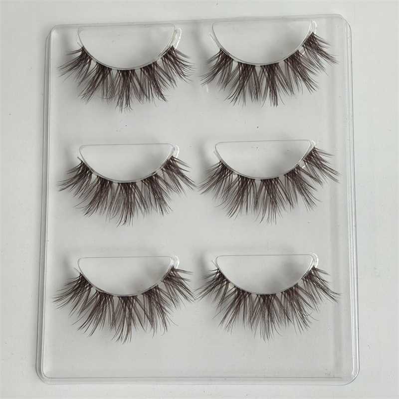 Brown transparent stem fake eyelashes thick 3D full hybrid Barbie simulation Clear Band eyelashes W250324
