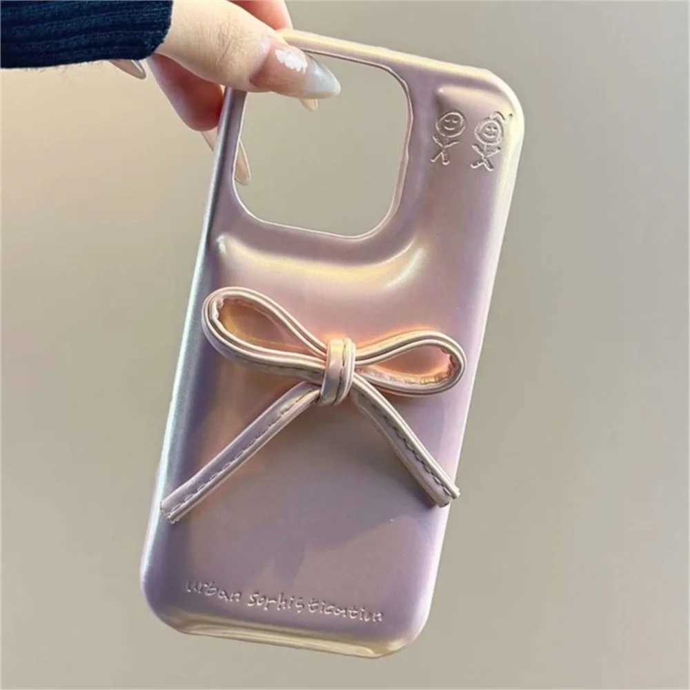 Luxury bowknot leather Soft Case protection for iPhone 16 15 13 12 14 Pro Max X cute girl puffer Coque Z250324