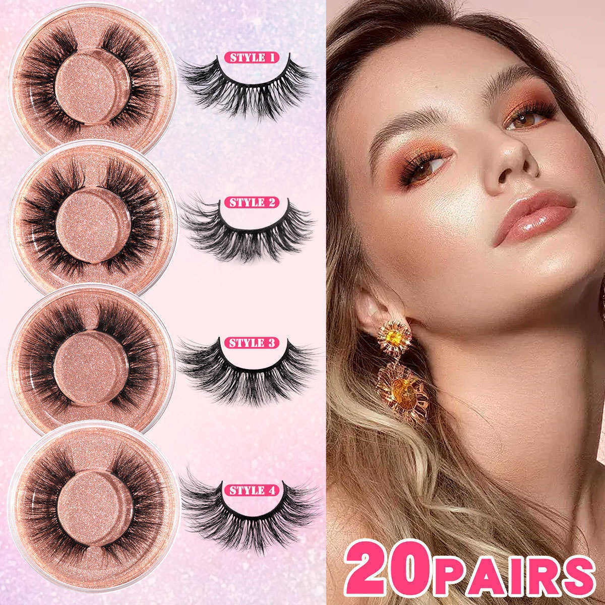 20 boxes of mixed thick and exaggerated false eyelashes naturally curled eyelashes and curled eyelashes W250324