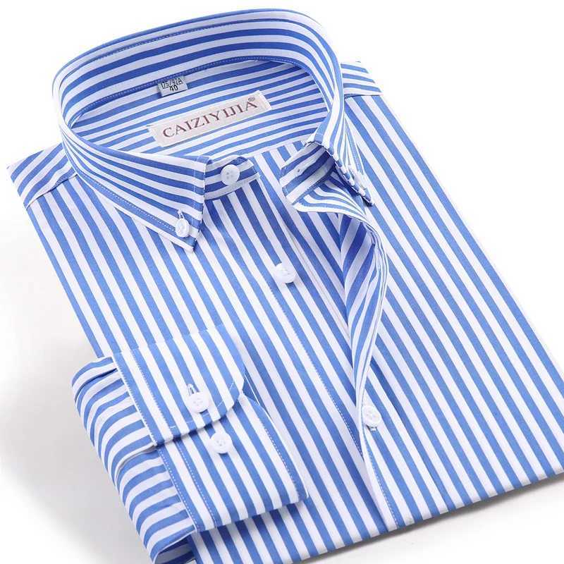 Mens long sleeved needlepoint striped dress with high-quality pocket free design ultra-thin fit casual button down easy to care cotton shirt X250324