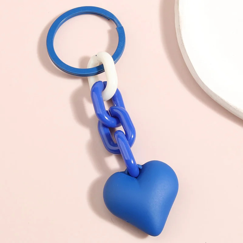 Handmade Heart Keychain Acrylic Plastic Link Chain Key Ring For Women Girls Handbag Pendant Accessorie Car Keys Jewelry Gifts 250324