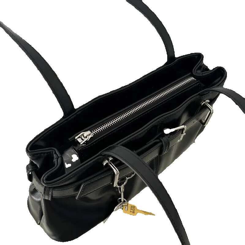 UKF New Retro Versatile Underarm Shoulder Square Horizontal Handbag Wide Belt Strap Design Motorcycle Bag