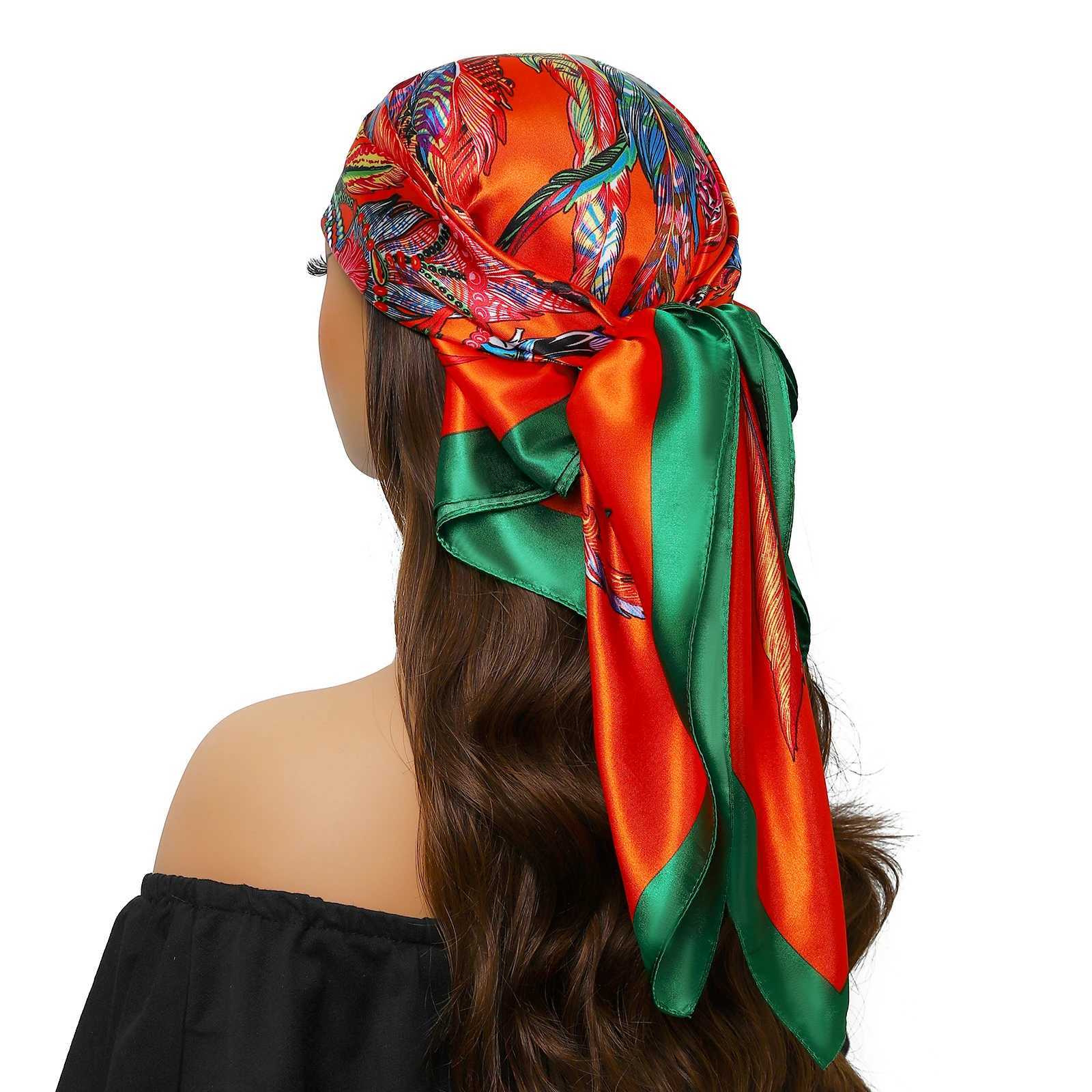 90cm silk satin headscarf square scarf Wen luxury print elegant hair handbag Foard Shawl packaging neck tie Kerchief Bandana X250324