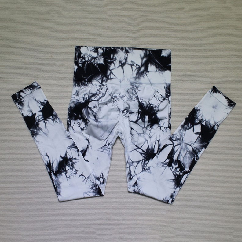 2025S Fashion Designer Seamless Smiling Face Tie Dyed Yoga Waist Peach Hip Tight High Elastic Fitness Pants