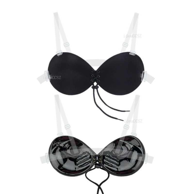 Adhesive backless thick bra invisible silicone adhesive underwear push up wedding dress suitable for women with transparent tapeXJ250324