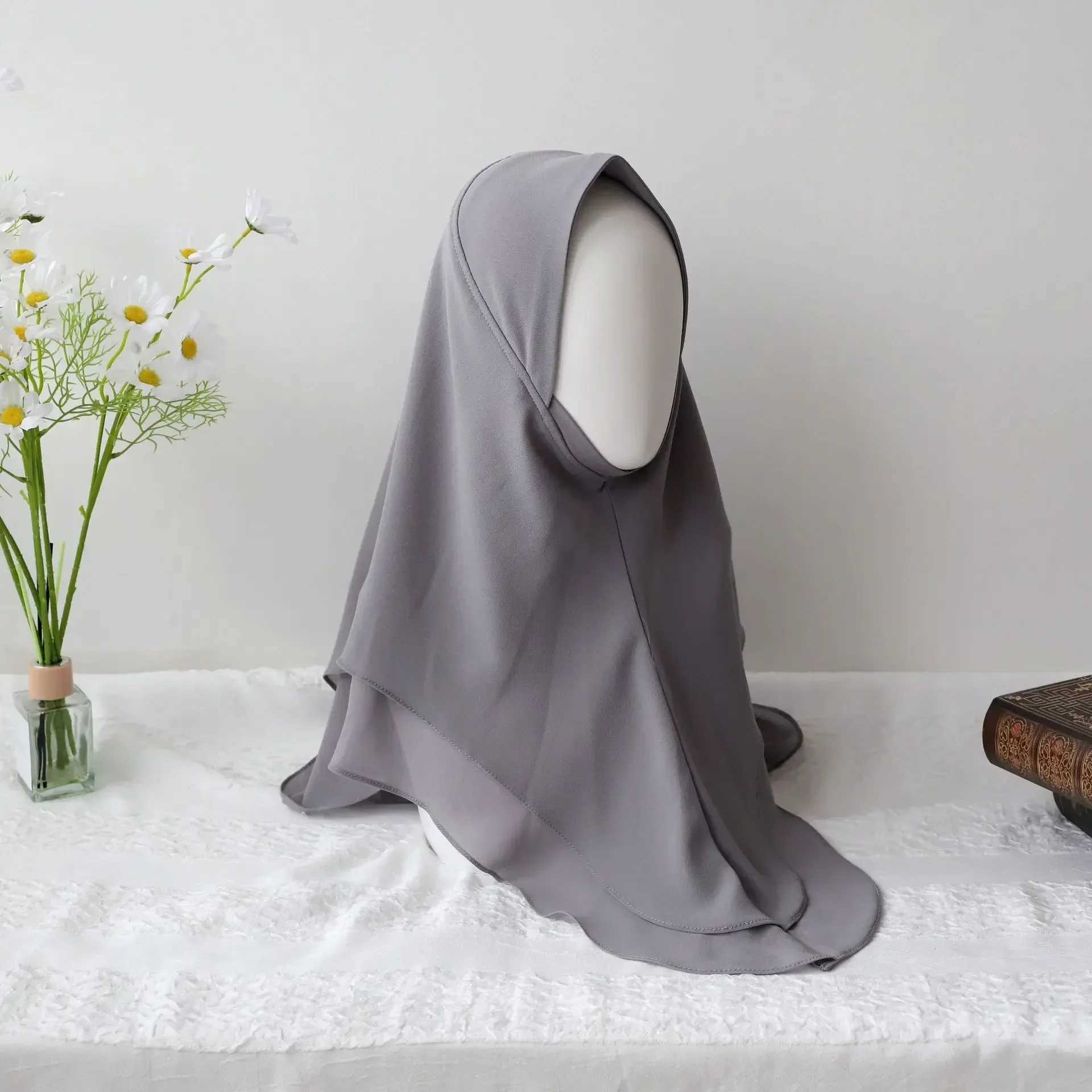 Chiffon headscarf knitted headscarf used for Wenturban Malay plow gear double-layer solid color scarf hat turbine headscarf X250324