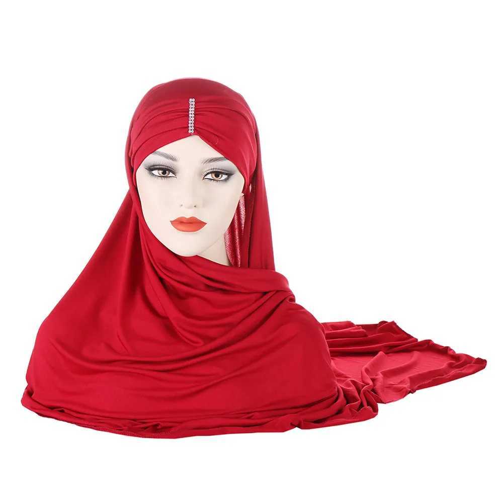 Instant cotton headscarf with diamonds Jersey hat brand design Muslim scarf plain weave please wear it anytime X250324