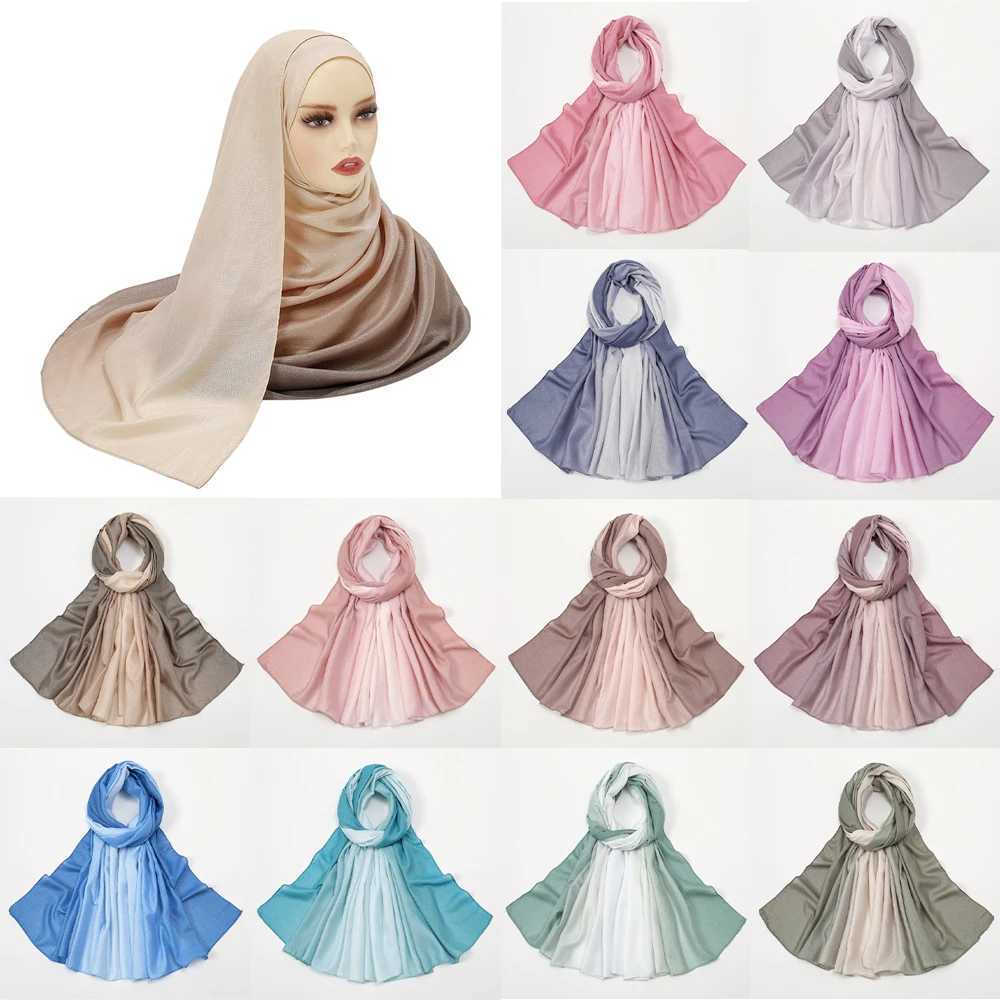 Rimaire Polter Muslim Headscarf for Wan Islamic Jersey Gradient Color Scarf 180 * 85cm Light and Bright Scalp X250324