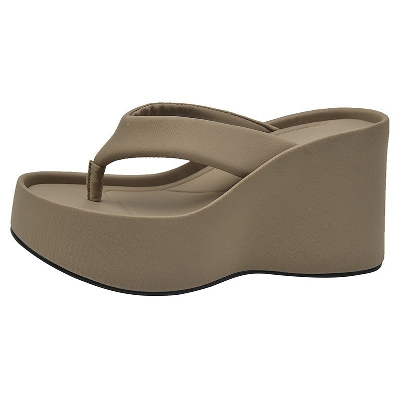 Womens Clip Toe Wedge Flip ps Summer Non-slip Platform Beach Sandals Woman Shoes Leisure Increase New Height Outdoor Slides 240702