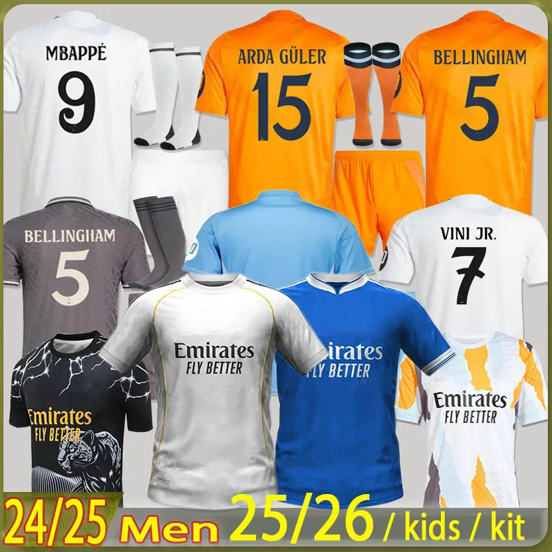 2024 2025 Player BELLINGHAM VINI JR Soccer Jerseys MBAPPE Tchouameni 24 25 Football Shirt REal MadRiDs CAMAVINGA Rodrygo MODRIC Camisetas Fans Men kids kit uniforms