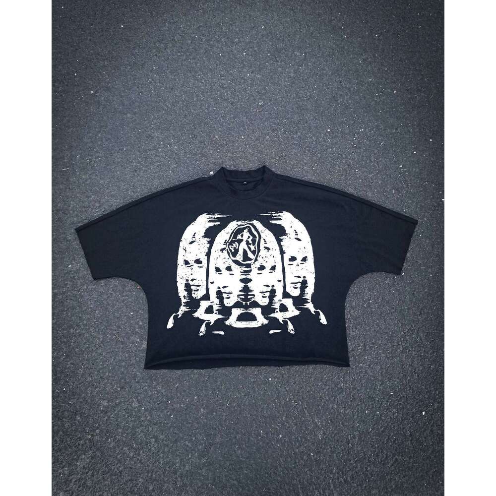 Creative design street hip-hop style character 3D three-dimensional pattern cotton 2025 spring top