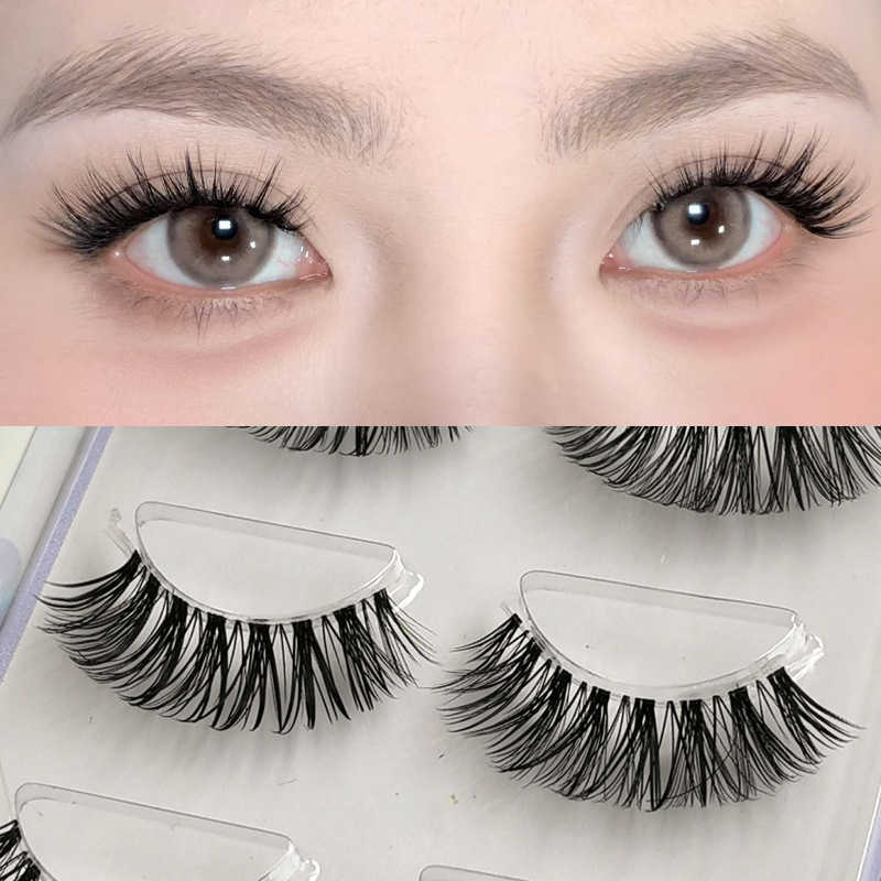 Transparent stem thick eyelashes crossed eye tails elongated makeup fine stem soft and invisible mixed race C48 W250324