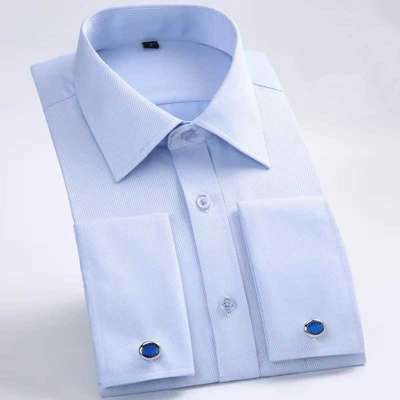 M~6XL mens long sleeved slim fit thin collar contrasting colors different collars business casual cuffs collar shirt X250324