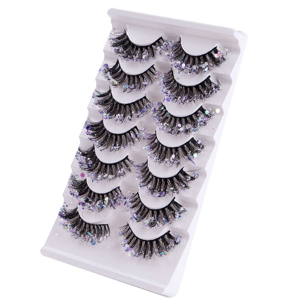 New chemical fiber sequins false eyelashes luminous stage performance thick curling eyelash W250324
