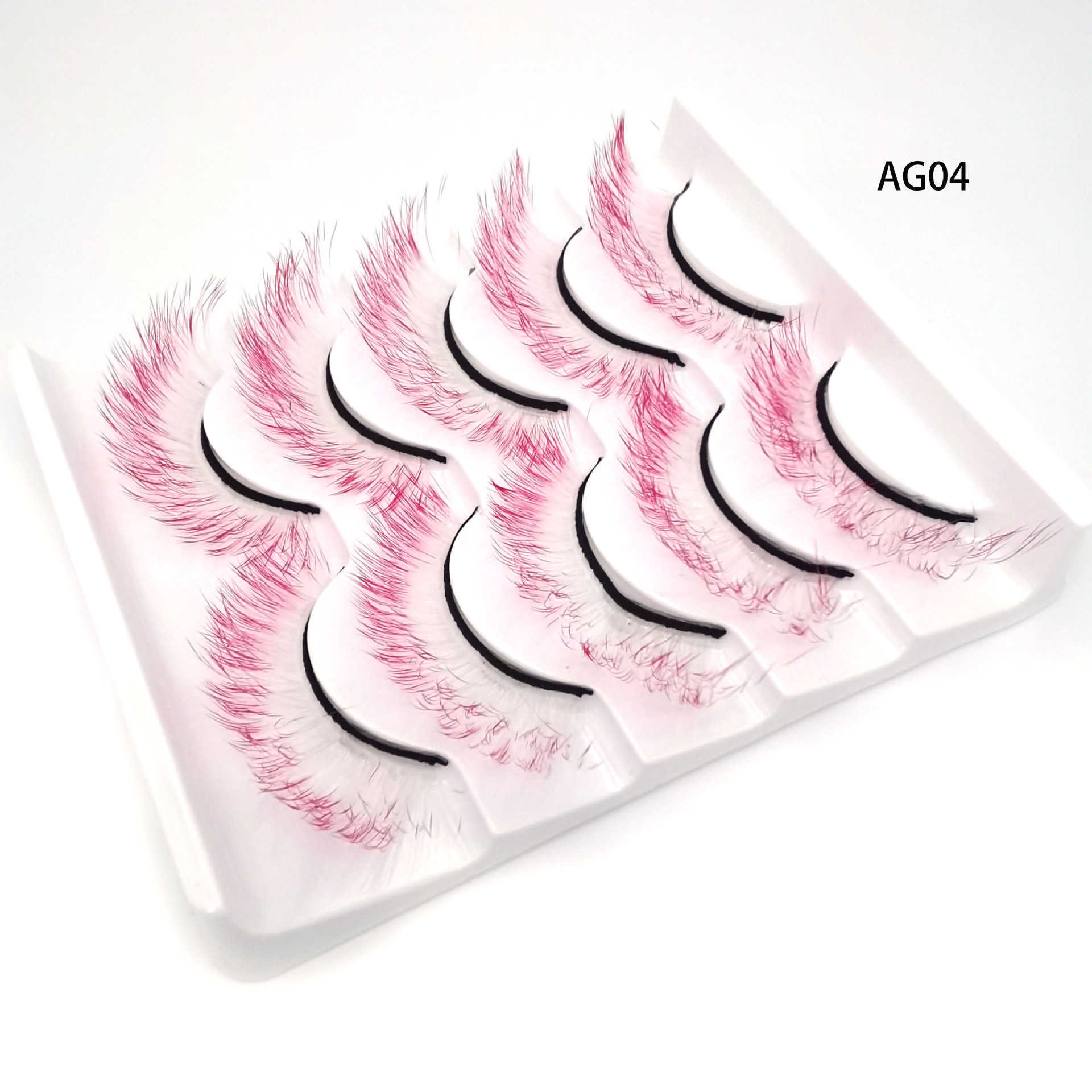 New Gradient Color 5-Pair Natural Stage Makeup Thick False Eyelash 3D Eyelash W250324