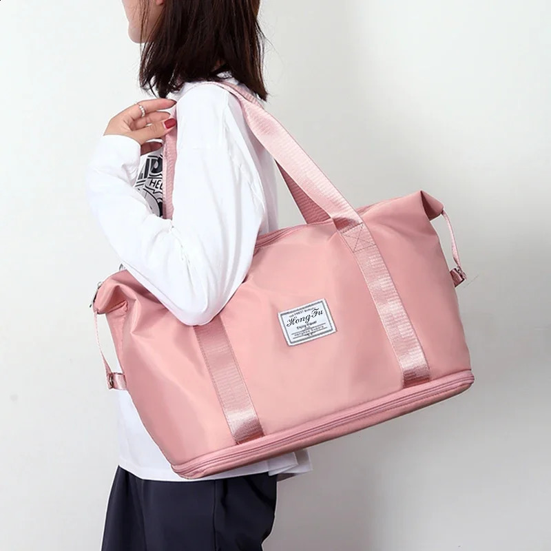 Extendable Womens Large Capacity Storage Luggage Handbag Leisure Travel Duffle Bag Waterproof Nylon Sports and Fitness Handbag 250314