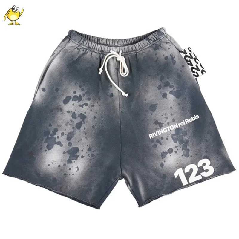 Grey blue green red made of old RRR123 shorts mens 1 1 high-quality streetwear vintage heavy-duty fabric for runnersT250324