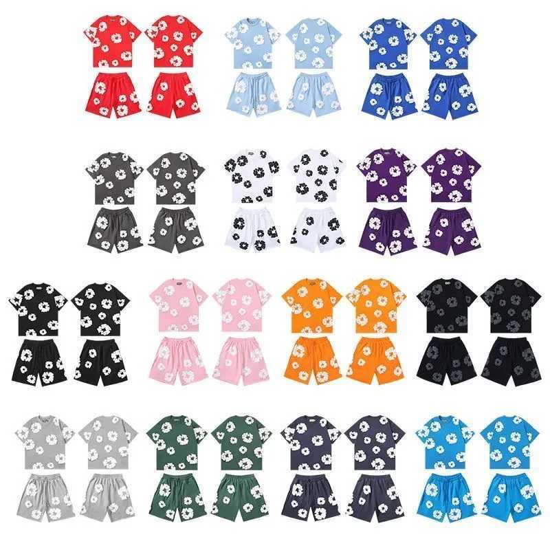 New Fashion Mens Womens Same Kapok Foam Printing Short-sLeeved T-shirt with ShortsT250324