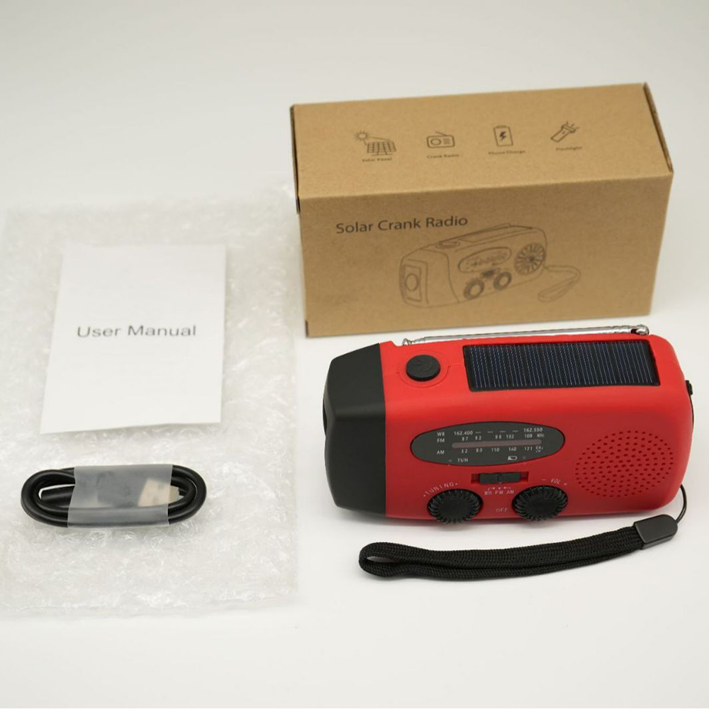 AM/FM/WB Solar Radio Emergency Solar Hand Crank Powerful 3 LED Flashlight Electric Torch Dynamo Bright Lighting Lamp