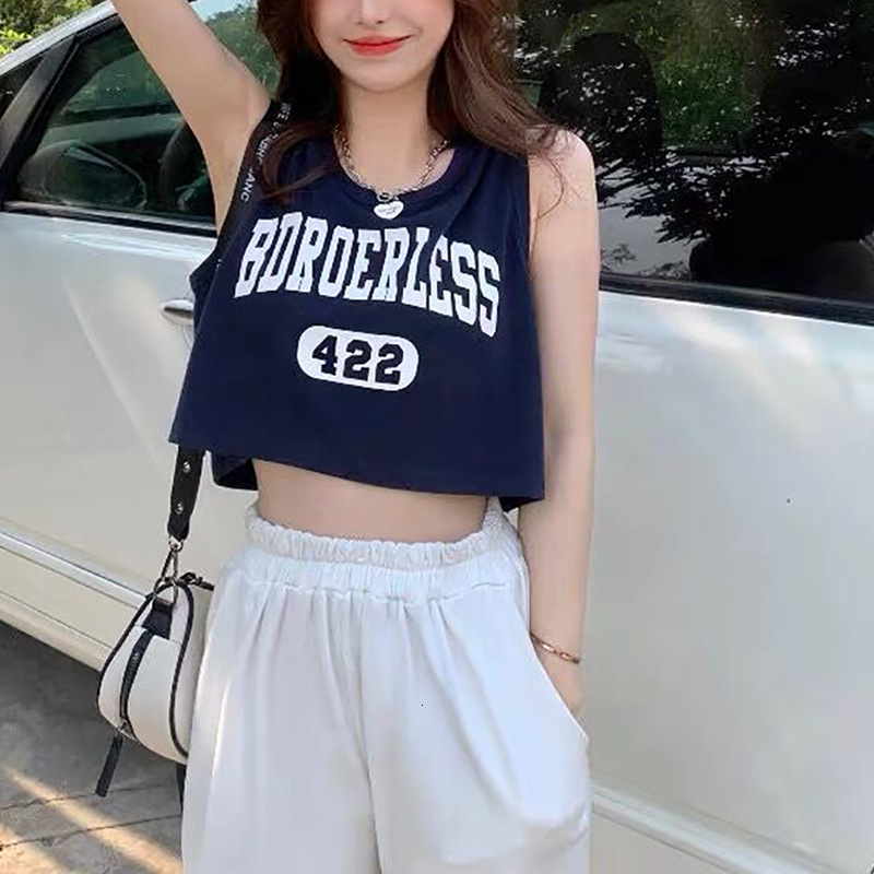 2025 New American Hot Girl White Designer Sports Tank Top Outdoor Beach Designed For Women's Summer Outdoor Wear Small And Loose Sleeveless T Shi