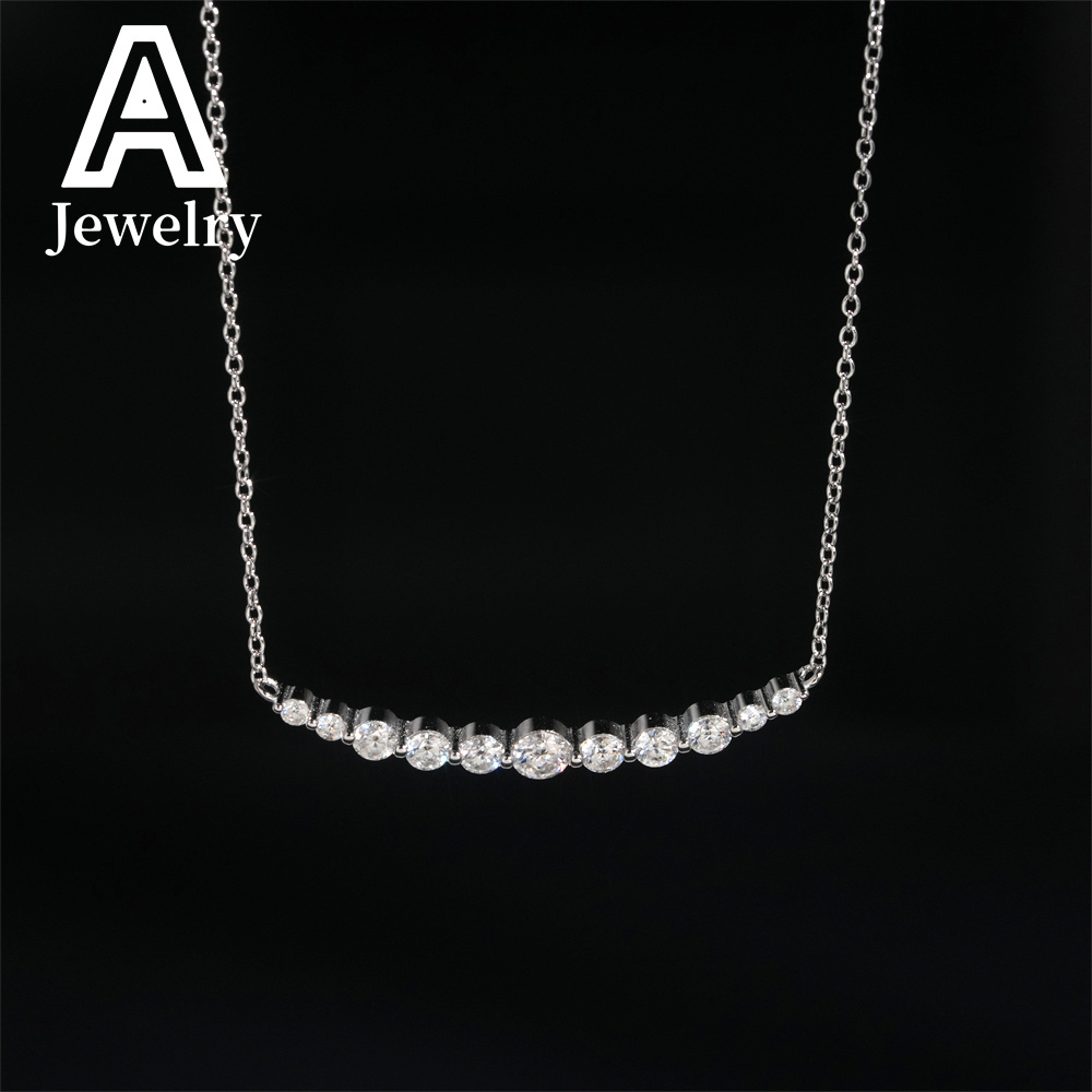 New Style Elegant Women Jewelry 925 Sterling Silver Bezel Smile Tennis Necklace Iced Out Moissanite Necklace