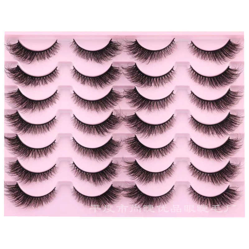 Wind 14 pairs of imitation mink explosive fur false eyelashes thick curly messy crossed flat eyelashes W250324