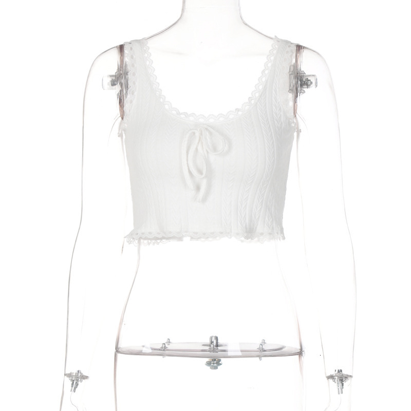 Ins Women's Summer Collection Lace Patchwork Small Vest Sexy And Slim Fit Ultra Short Style With Exposed Navel Strap