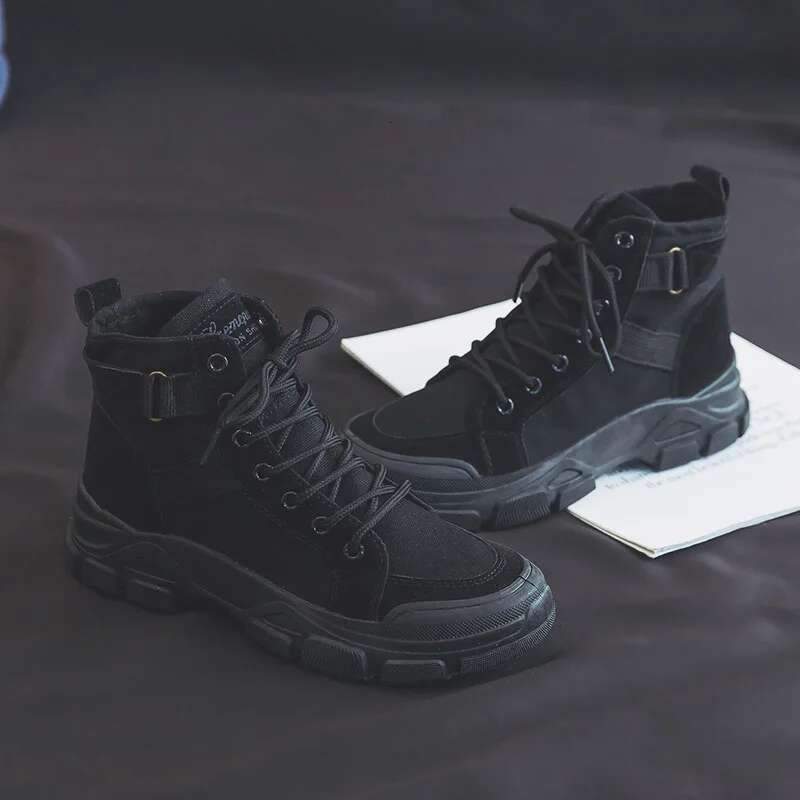 New British Style Women Ankle Lace-Up Platform Motorcycle Boots designer Fashion High-Top Women's Canvas Shoes