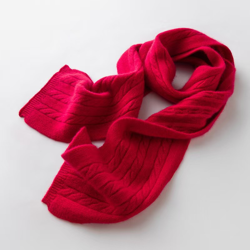 T345 cashmere 2025 autumn and winter new unisex twisted all-match twisted knitted long scarf warm neck scarf