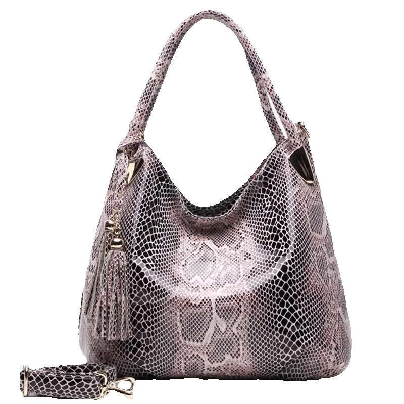 BIG Sale*Individual Fashion Snake Large Capacity Lady Bags New Tassel Emed PU Leather Cross Body Handbags Women Gpy01