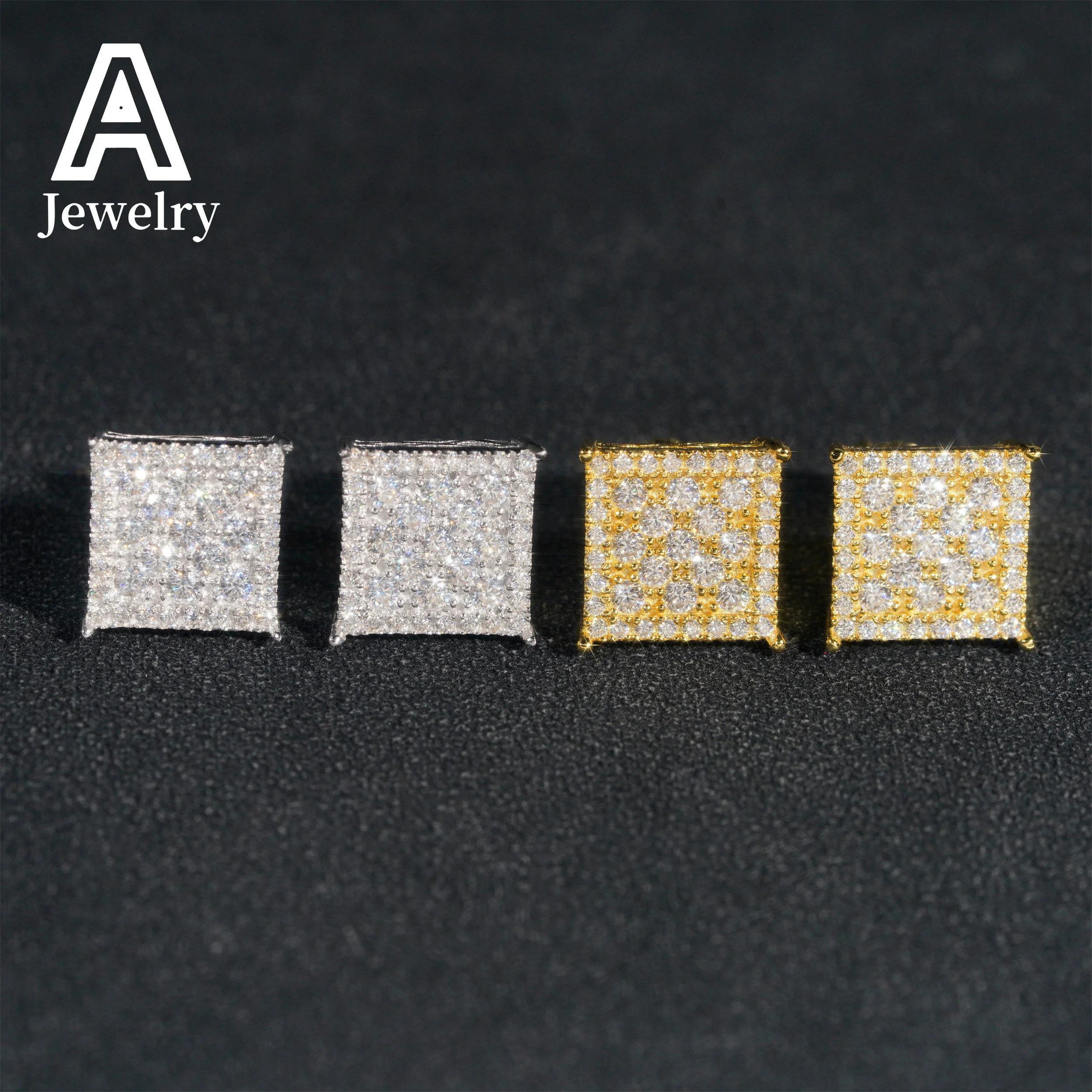 Fine jewelr Maker Wholesale Ready Made Jewelry Round Circle ear studs moissanite screw back earrings 925 Silver jewelry earrings