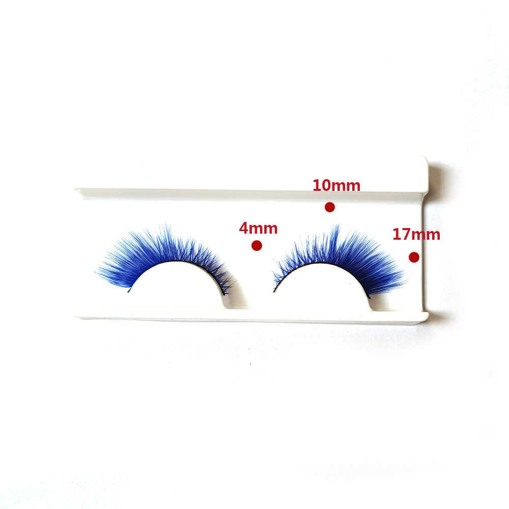 Blue False Eyelash Slant Flying Fox Eye Tail Stretching Stage Performance Color Eyelash Thick Exaggerated COS Anime W250324