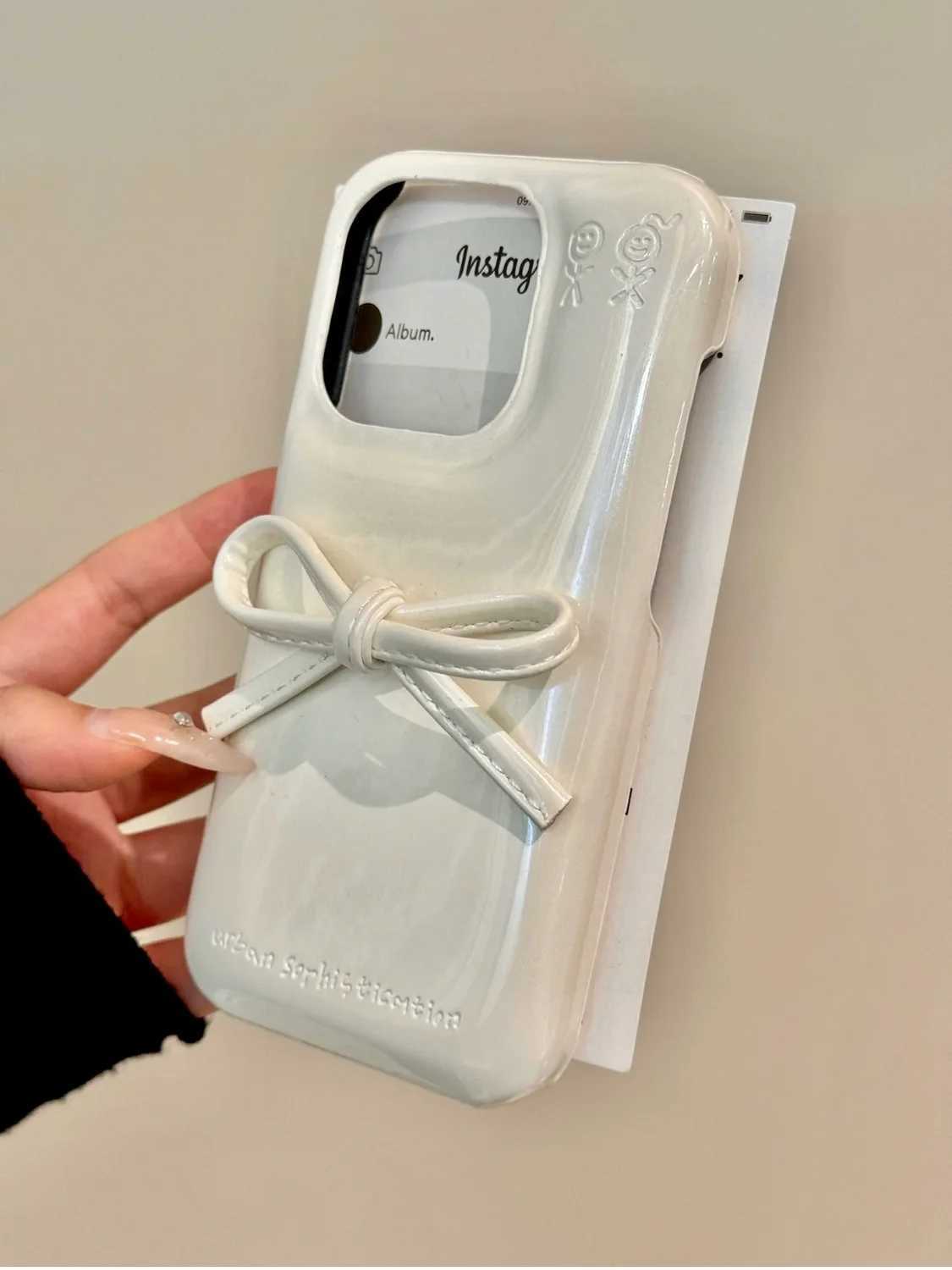 Luxury bowknot leather Soft Case protection for iPhone 16 15 13 12 14 Pro Max X cute girl puffer Coque Z250324