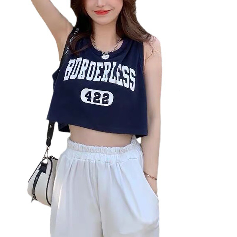2025 New American Hot Girl White Designer Sports Tank Top Outdoor Beach Designed For Women's Summer Outdoor Wear Small And Loose Sleeveless T Shi