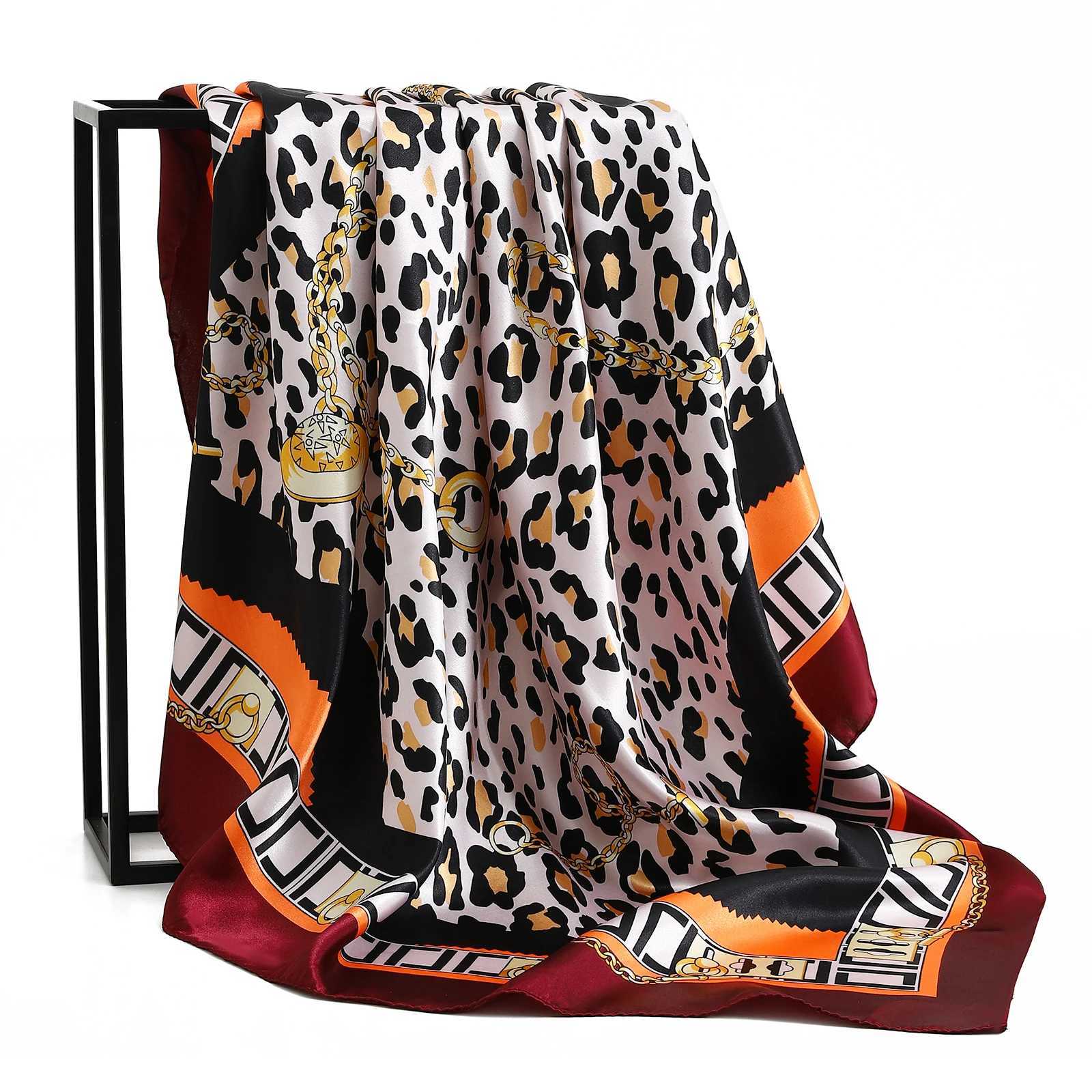 Fashion beach sunset silk scarf new 90X90CM shawl European and American 35.4-inch Kerchief Popar printing square Bandan X250324