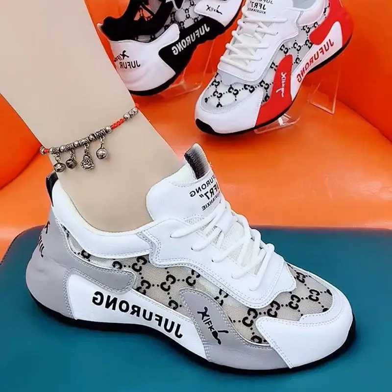 Womens casual sports shoes summer new print Fi breathable mesh lace sports shoes womens designer shoes Zapatos De MujerXJ250324