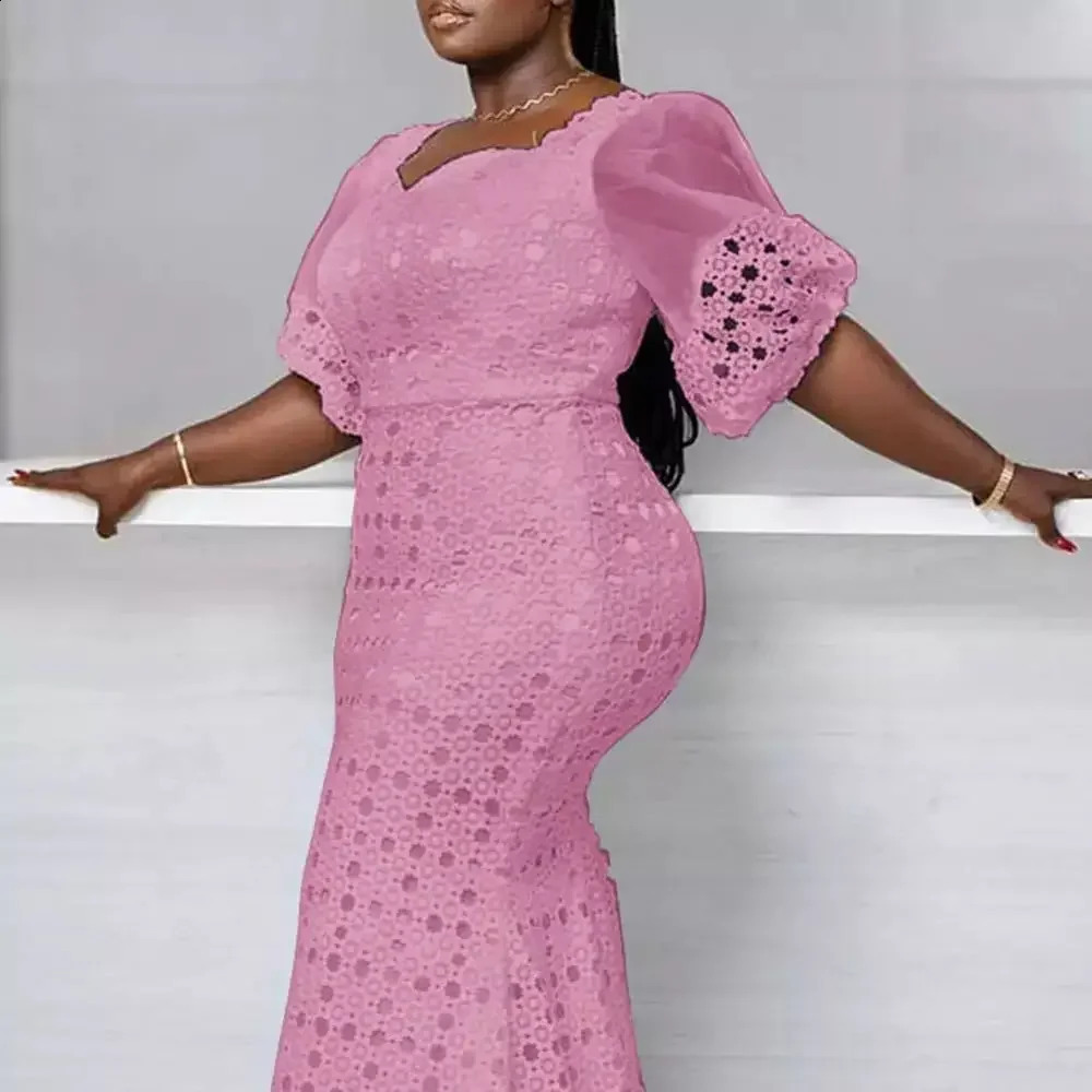 White Women Dress Bodycon Long Maxi Robe African High Waist Trumpet Femme Vestiods Plus Size Dresses S-5XL 250319