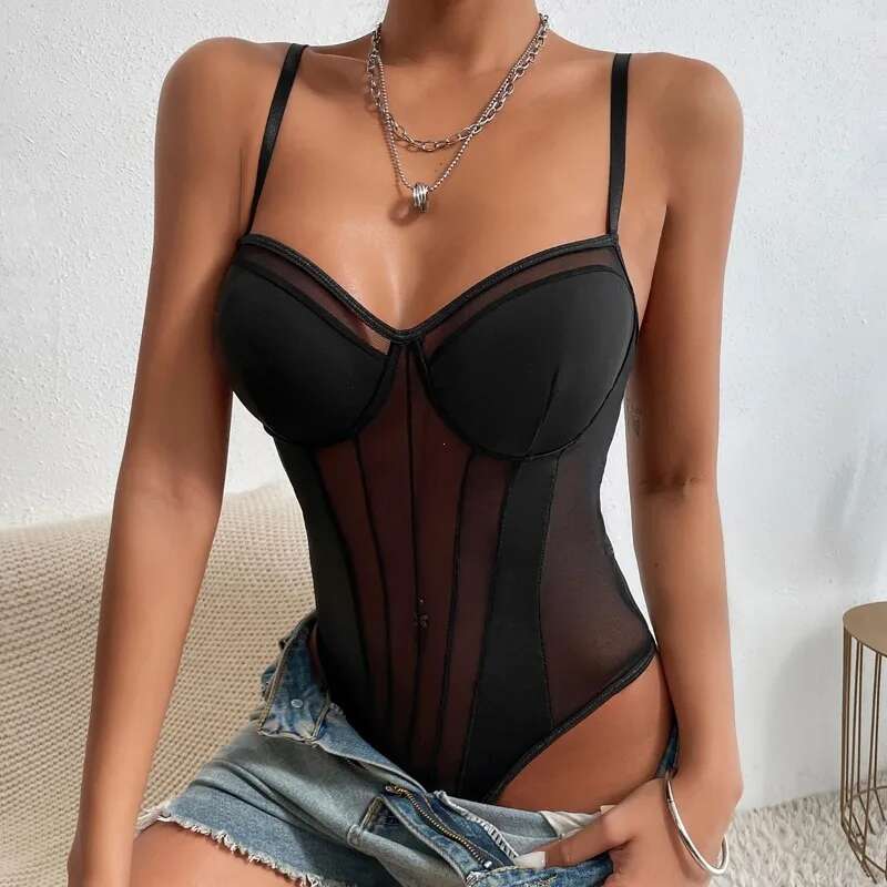 Sexy Tight Fitting Women's Clothing, Deep V-Neck Shaping, Adjustable Shoulder Straps, Reinforced Soft Padded Bra, Top