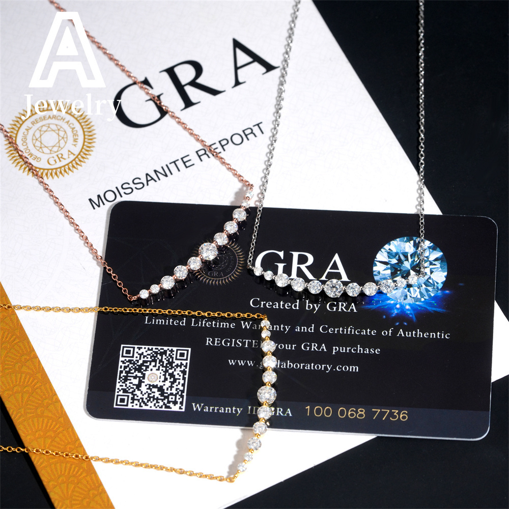 New Style Elegant Women Jewelry 925 Sterling Silver Bezel Smile Tennis Necklace Iced Out Moissanite Necklace