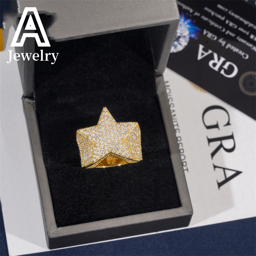 Luxury Fine Jewelry Rapper Fashion Iced Out Top Quality Hip Hop Star Silver 925 Moissanite Ring for men