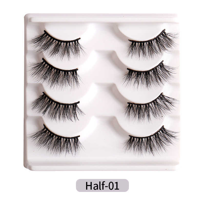 Messy and exaggerated high imitation mink fur half eye false eyelashes 4 pairs set thick curled eyelashes W250324
