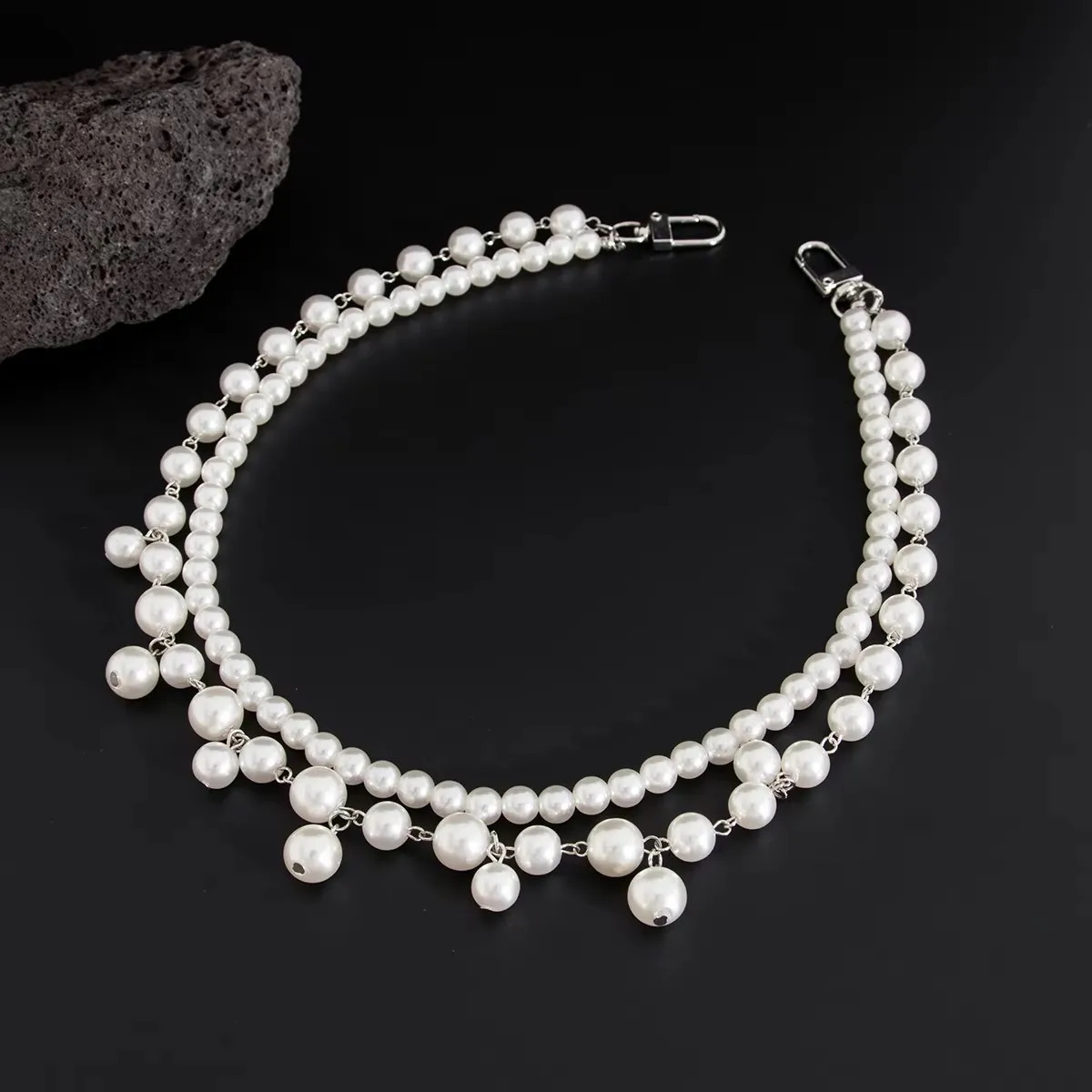 IngeSight.Z Men Hip Hop Multilayer Pearl Jeans Pants Keychain Chain Women Trousers Hipster Pant Chain Party Decoration 250324