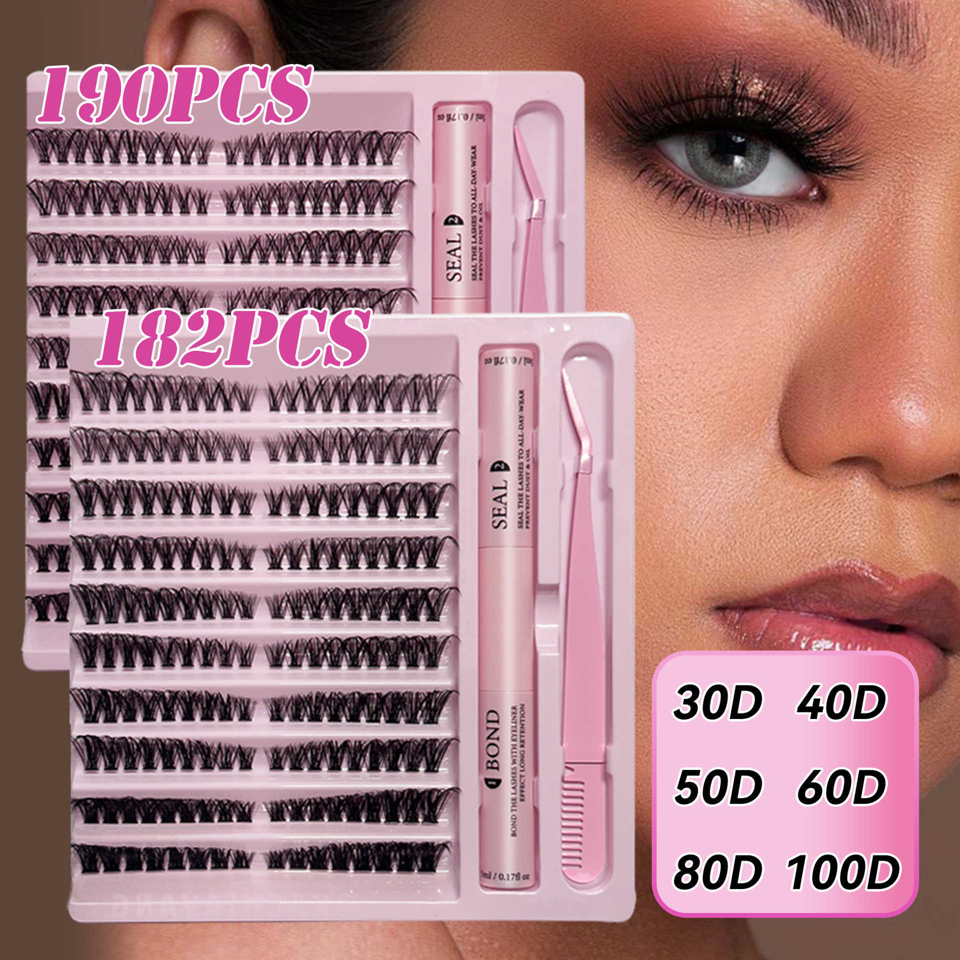 False eyelashes extended by 30D-100D single cluster segmented hair simulation thick and curled eyelashes W250324