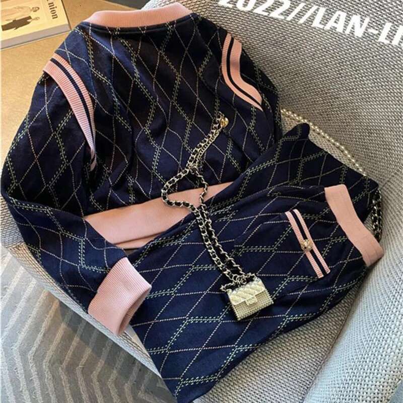 Women Knitted 2 Piece Sets Korean Single Breasted Knitwears Cropped Sweater Tops Outfit Casual High Waist Straight Pants Suit