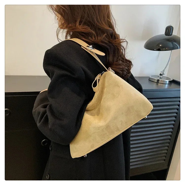 Faux Suede Casual Tote Sense of Large Capacity Bags High Quality Simple Versatile Casual Shoulder Bags 250320