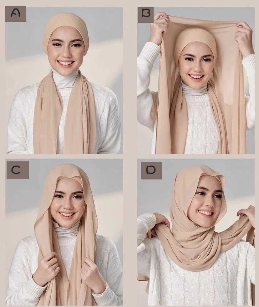 Instant headscarf with headscarf regular chiffon jersey headscarf ten thousand veil Muslim Islamic headscarf warm headscarf X250324